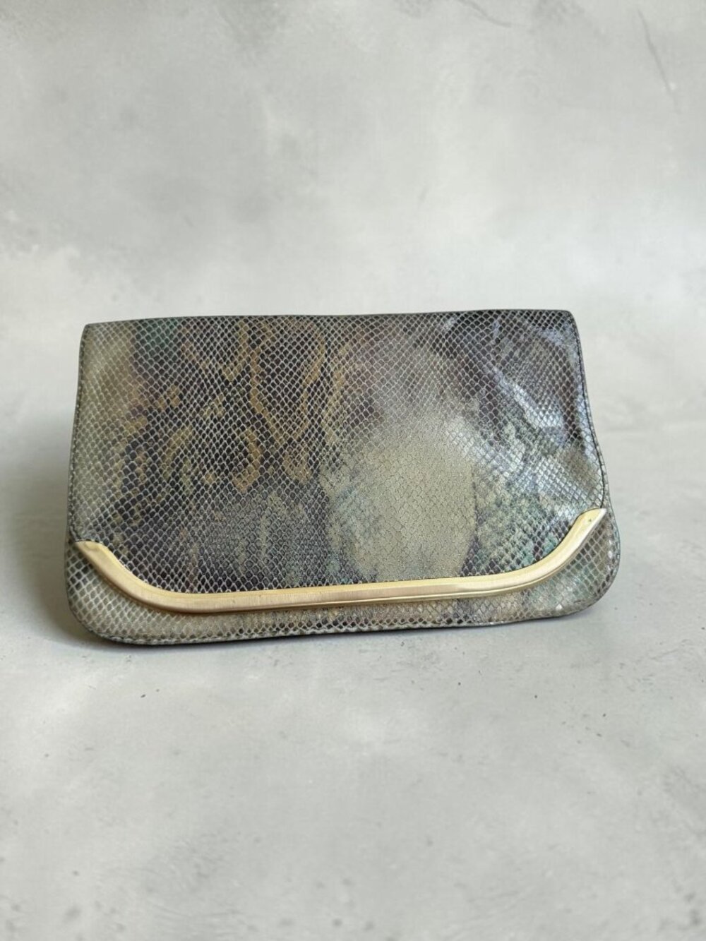 BANANA REPUBLIC Snake Print Leather Clutch Bag Handbag